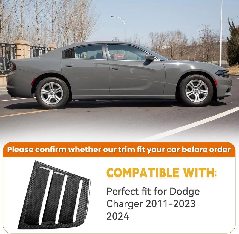 TENGBASE for Dodge Charger 2011-2023 2024 Side Window Shades Cover Blinds, Dodge Charger Window Louver ABS Carbon Fiber (2Pack) - Image 5